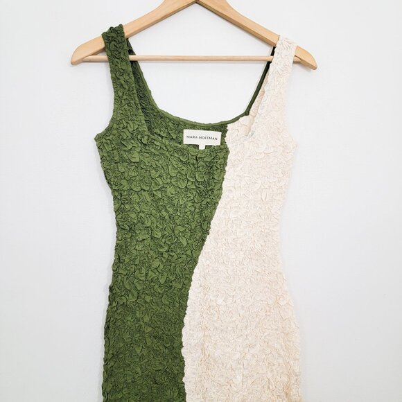 Mara Hoffman Sloan Popcorn Dress in Green Cream Small - Picture 3 of 9